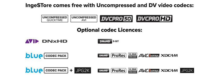 IngeSTore. Multiple codec options